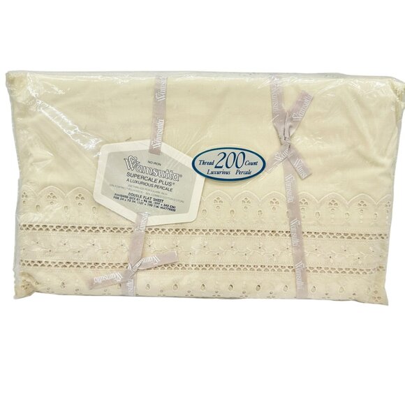 Wamsutta Vintage Supercale Plus Double Flat Sheet 81x96 Cream 200 Thread Count - Picture 1 of 8